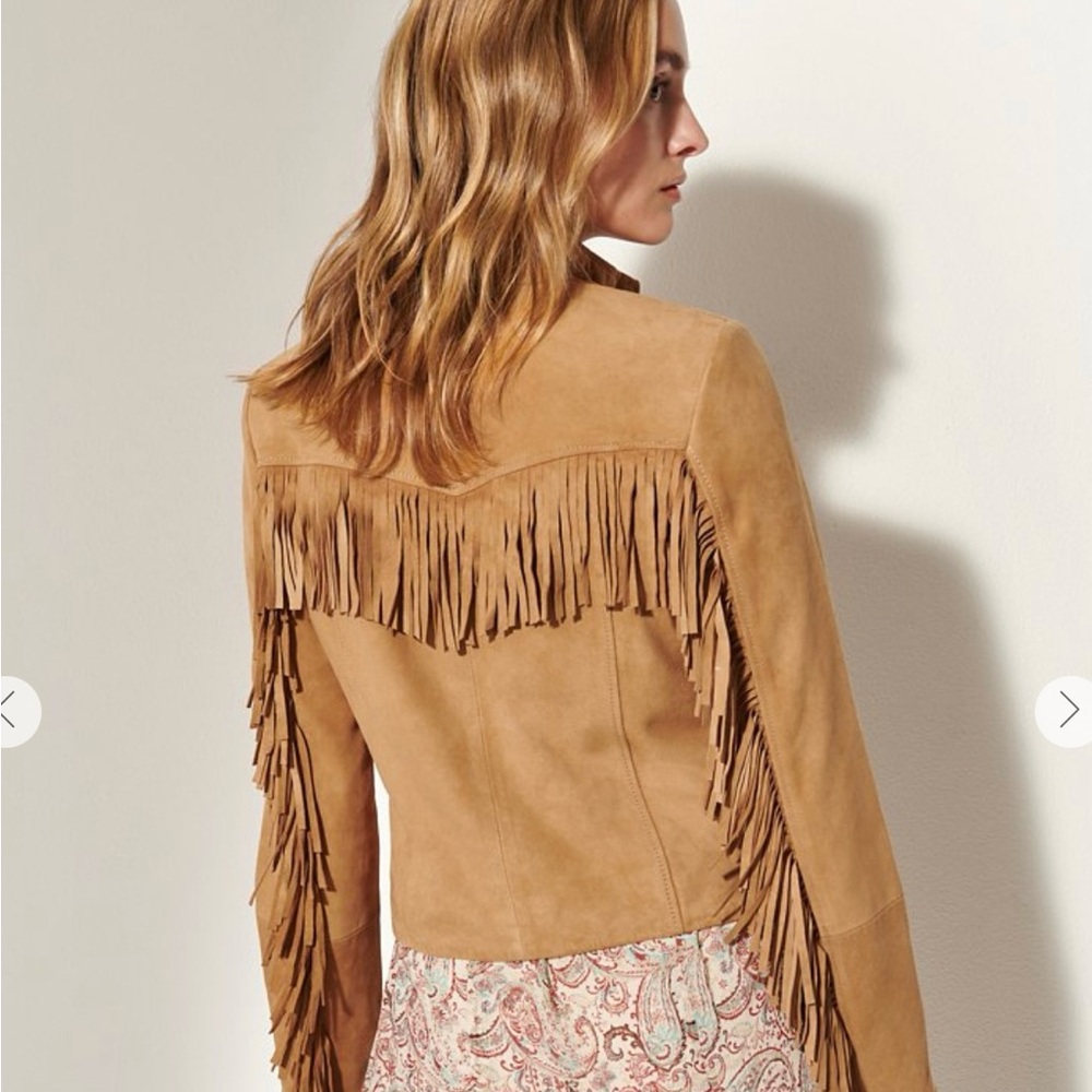 Stylish Tan Suede Fringe Jacket